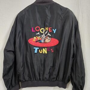 Vtg 1993 Looney Tunes Jacket Mens Large American Characters Warner Bros Silk HTF